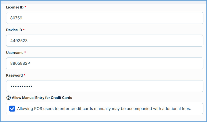 Admin Console — Payment Gateway in-store settings
