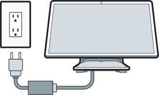 Plugging the power brick into a 120V outlet