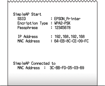Selecting kitchen printer model in Wi-Fi Setup Wizard