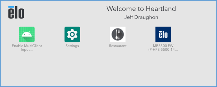 ELO desktop — Home button, ELO icon, and Android icon