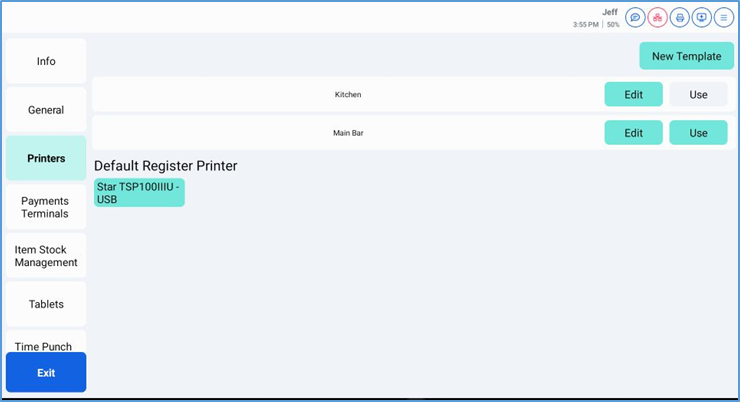 Printer template — backup printer format assignments