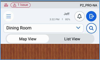 Handheld Table Service — Map View and List View buttons