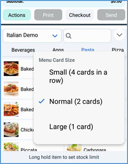 Handheld item tile size options — Small, Normal, Large