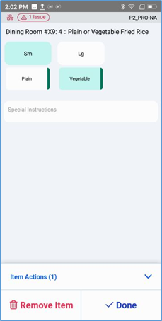Handheld Item Actions panel — collapsed view