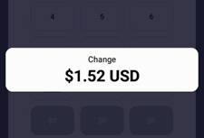 Handheld cash payment — change due displayed