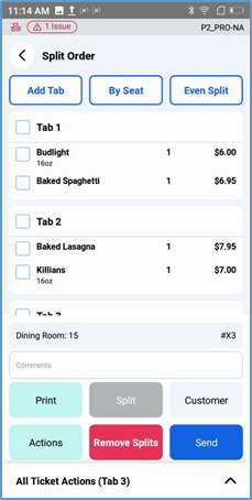 Handheld Remove Splits button tapped