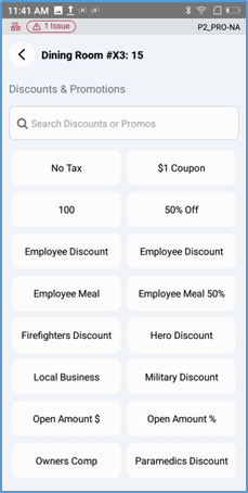 Handheld Discounts and Promotions — available options