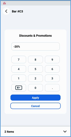Handheld discount keypad — entering custom amount