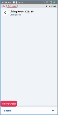 Handheld Void Charge option on applied service charge