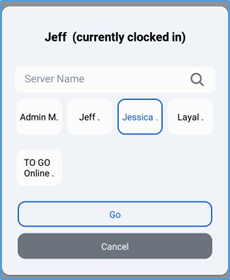 Handheld Change Server — Server Name search box