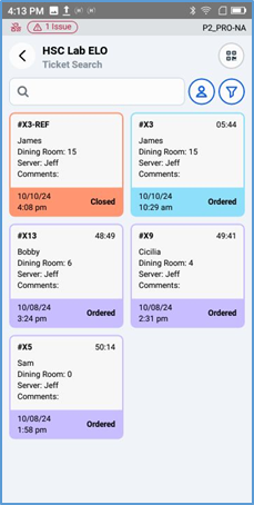 Handheld Room Screen — refunded ticket tile in orange