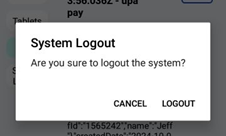 Handheld System Logout confirmation prompt