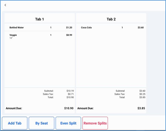 Items moved to their corresponding seat tabs
