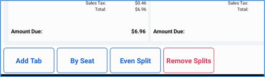 Remove Splits button in the Split Ticket screen