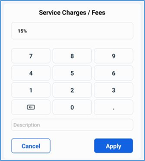 Service charge keypad — entering a custom charge amount