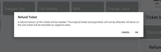 Refund Ticket confirmation prompt