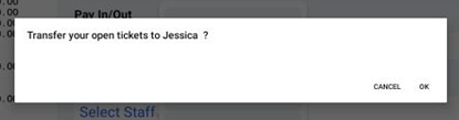Transfer Tickets confirmation prompt