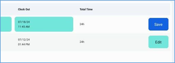 Time Punch — Save button after editing a record