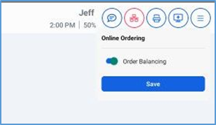 NextGen Room Screen — Options button and Online Ordering panel
