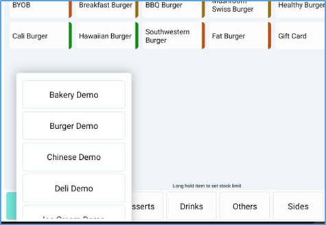 NextGen Menu Group list — selecting a different menu category