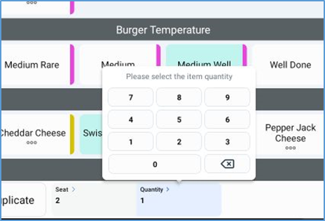 NextGen Quantity keypad — entering item quantity