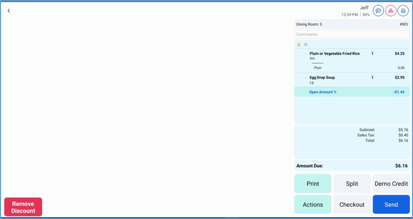 NextGen Remove Discount option for an applied discount