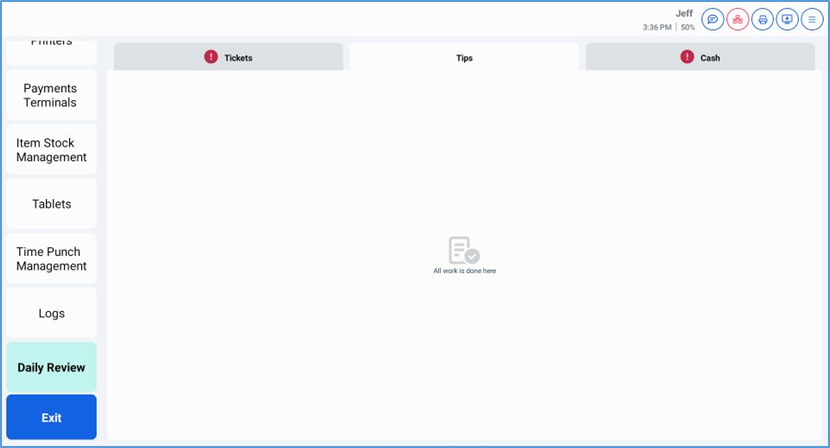 NextGen Tips tab — transactions without tips